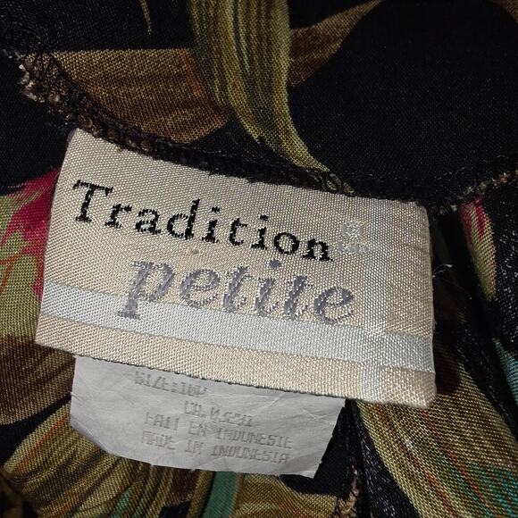 Vintage Black Floral Maxi Dress Womens Medium Petite Tropical Resort Wear Hawaii - Picture 6 of 9